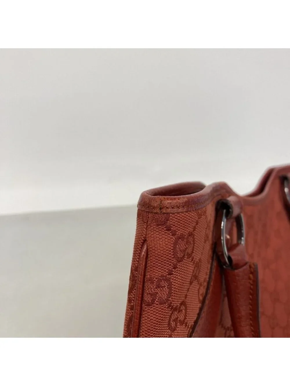 Gucci Tote Bag GG Canvas Red Silver
